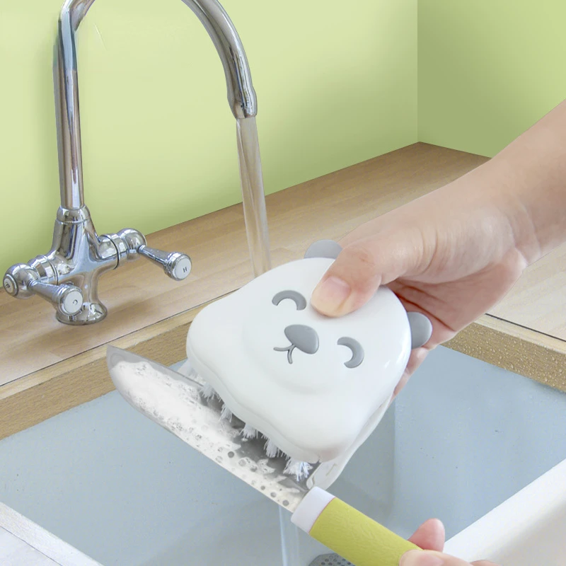 

U-shaped Cleaning Brush Bear Shaped Knife Chopsticks Knife and Fork Cleaning Scouring Pad Creative Kitchen Knife Cleaning Brush