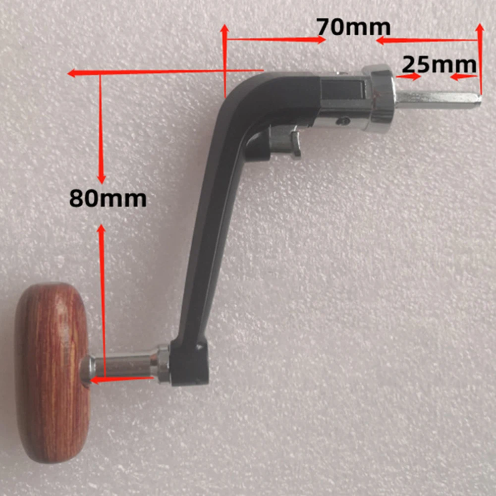 

Knob Fishing Reel Handle Accessories Comfortable Fishing Tackle Folding Rocking Reel Crank Metal+wood With Wooden Knob