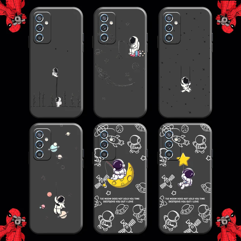 

Cute Spaceman Astronaut For Xiaomi Redmi 7 7A 8 8A 7 9i 9AT 9 9T 9A 9C Note 7 8 2021 Pro 8T Phone Case Black Silicone Cover