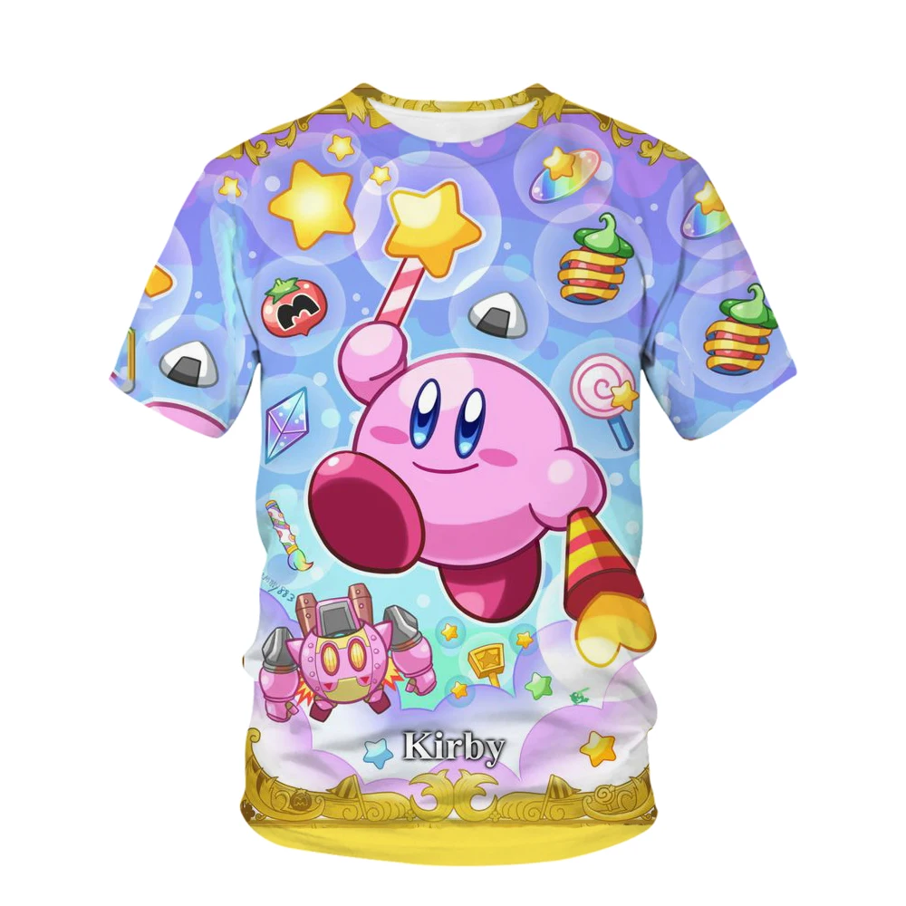 

Футболки для девочек с 3D принтом Kirby, Милая футболка Kirbys, летние футболки для девочек, топ, одежда для детей, мультяшная одежда, повседневная футболка для подростков