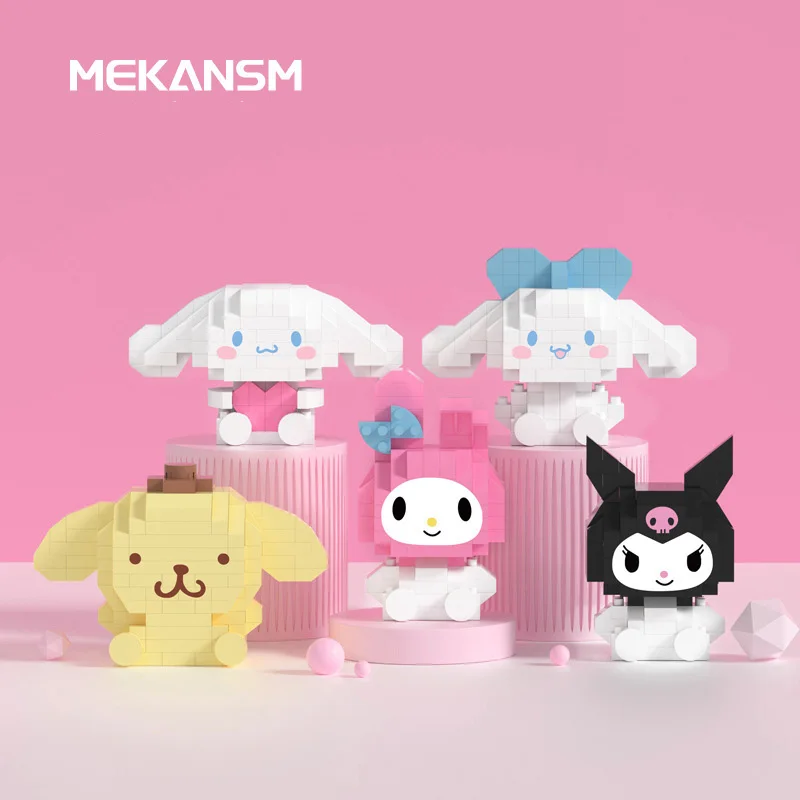 

Cute Sanrio Lego Blocks Kuromi My Melody Cinnamoroll Pompom Purin Cute Cartoon Anime Children's Making Toys for Girls Gifts