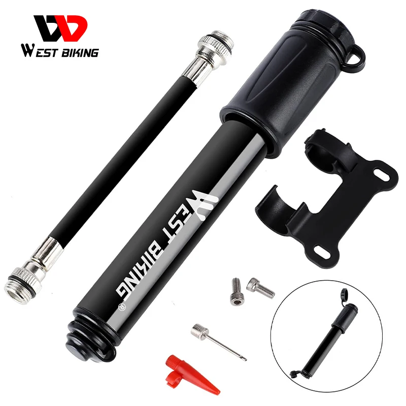 

WEST BIKING Bicycle Pump 100PSI/120PSI Bike Pump Hand Mini Tire Air Inflator Portable Ultralight High-Pressure Pump Accessories