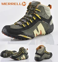 merrell men professional outdoor genuine leather hiking shoes slip resistant warm mountainner walking medium top sneakers 39 45