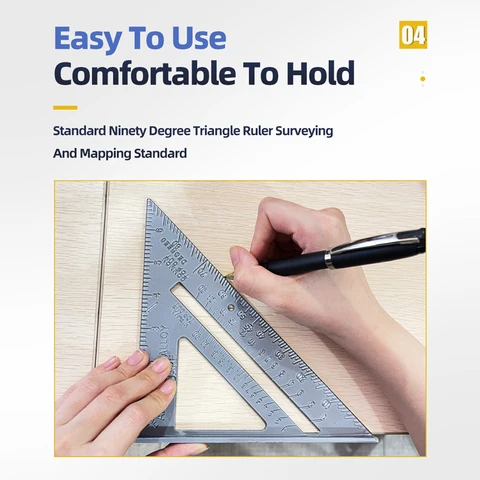 Треугольная линейка 7 дюймов, деревообрабатывающий набор из алюминиевого сплава, квадратные измерения, фотометрические приборы, угловой транспортир, треугольная линейка
