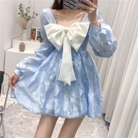 elegant party sexy bow lace dress cute sweet long sleeve dress sexy off shoulder female french style sweety princess dresses