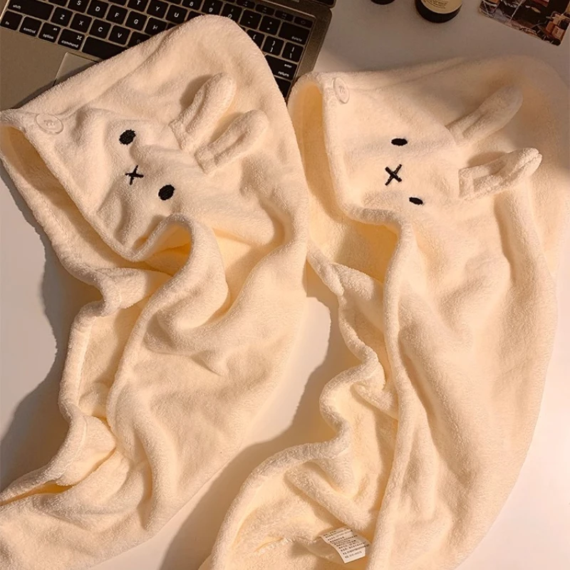 Симпатичная бархатная шапочка для сухих волос Miffy Coral, супер впитывающее полотенце для девочек, быстросохнущая шапочка для душа с обертыванием волос, мультяшная шапочка для сухих волос (art.: 3920cf44eccae) - 3920cf44eccae