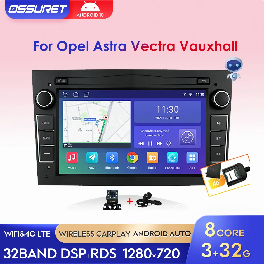 $114.00 Android10 2Din Car GPS Radio Stereo PLAYER for Opel Astra H J 2004 Vectra Vauxhall Antara Zafira Corsa C D Vivaro Meriva Veda BT