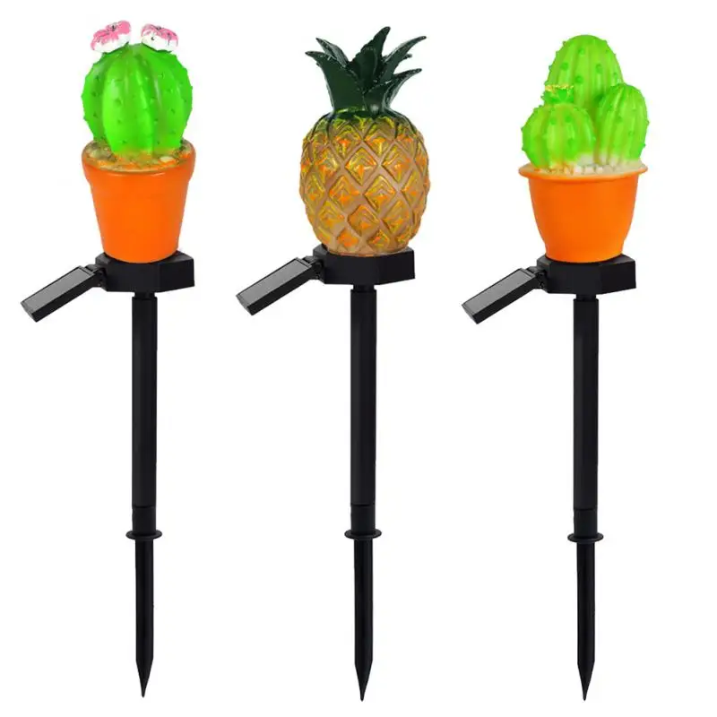 Solar Lawn Lights Fruit Pineapple Cactus Lamp Garden Decoration For Courtyard Lawn Channel Lights Aisle Pathway Outdoor Lamps