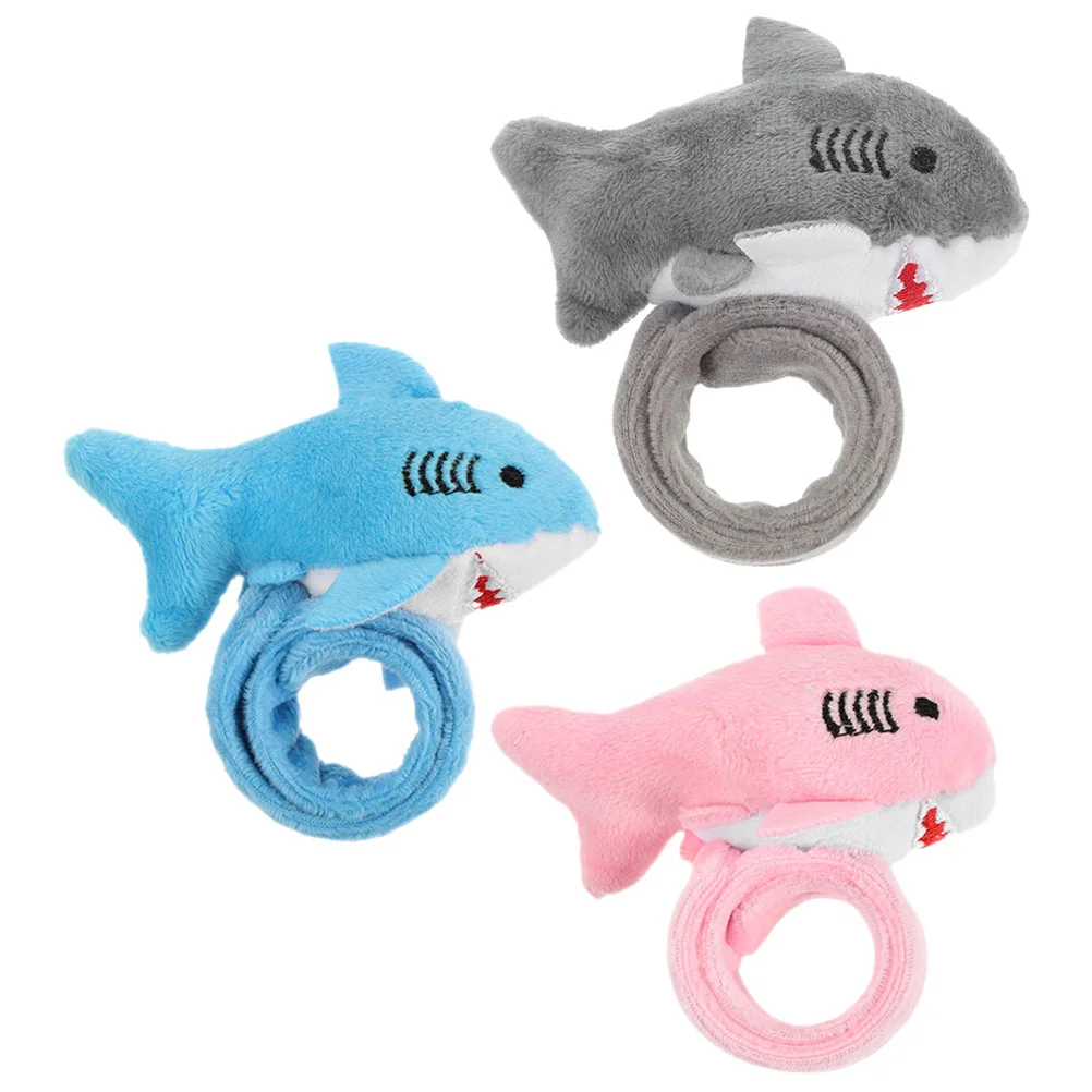 

3 Pcs Wrist Band Plush Ring Child Stuffed Animals Pp Cotton Shark Slap Bracelets