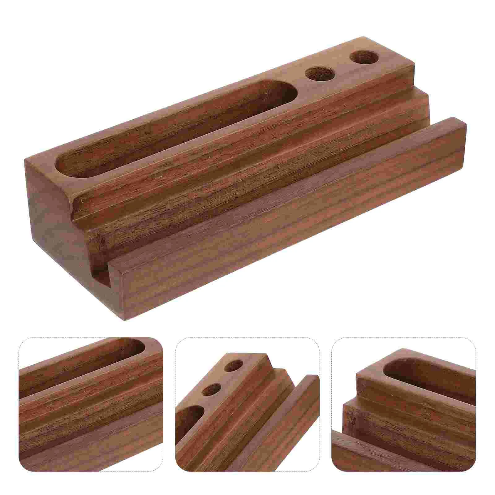 

Holder Pen Wood Cup Stand Pens Holders Desk Office Wooden Rustic Compartment Cups Pot Organizer Docking Station Organizers