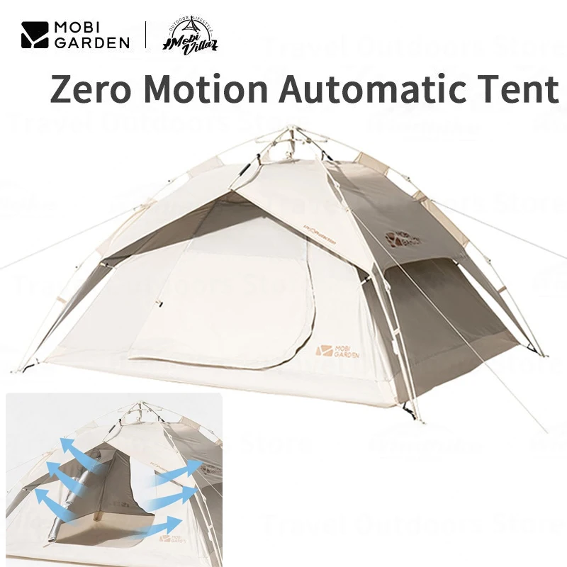 

Палатка Mobi Garden/Zero Motion автоматическая для кемпинга, двухдверная палатка из стекловолокна для одного прикосновения для детей и родителей, на 3-4 человек, для пикника и отдыха на открытом воздухе