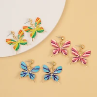 easya fashion womens luxury charm alloy jewelry butterfly stud earrings birthday gift for girlfriend with free shipping