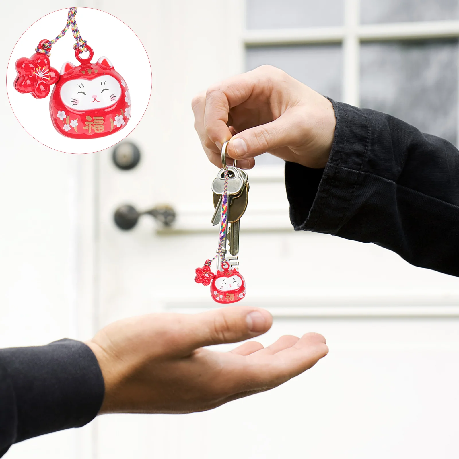 

Pendant Cat Hanging Keychain Bag Japanese Luck Backpack Fortune Key Feng Keychainsmascot Shui Ring Bell Lucky Kawaii Charm