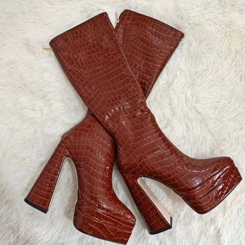 Big Size 43 45 Women's Mid-calf Platform Boots 2023 Autumn and Winter Fashion Elegant High Heels Long Boots Party Shoes Footwear