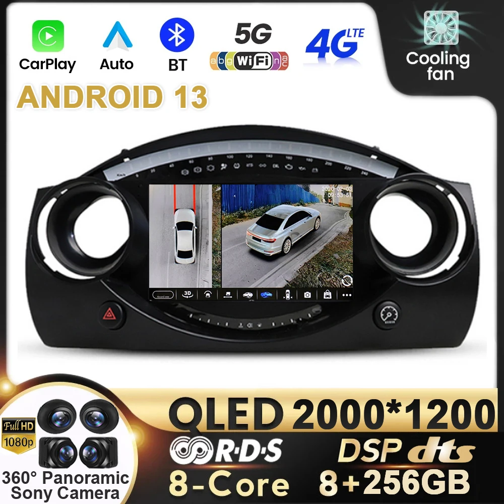 

Car Radio Carplay Android13 For BMW Mini Cooper R50 R52 R53 2000-2007 GPS Navigation Auto Multimedia Tape Recorder Video DSP BT