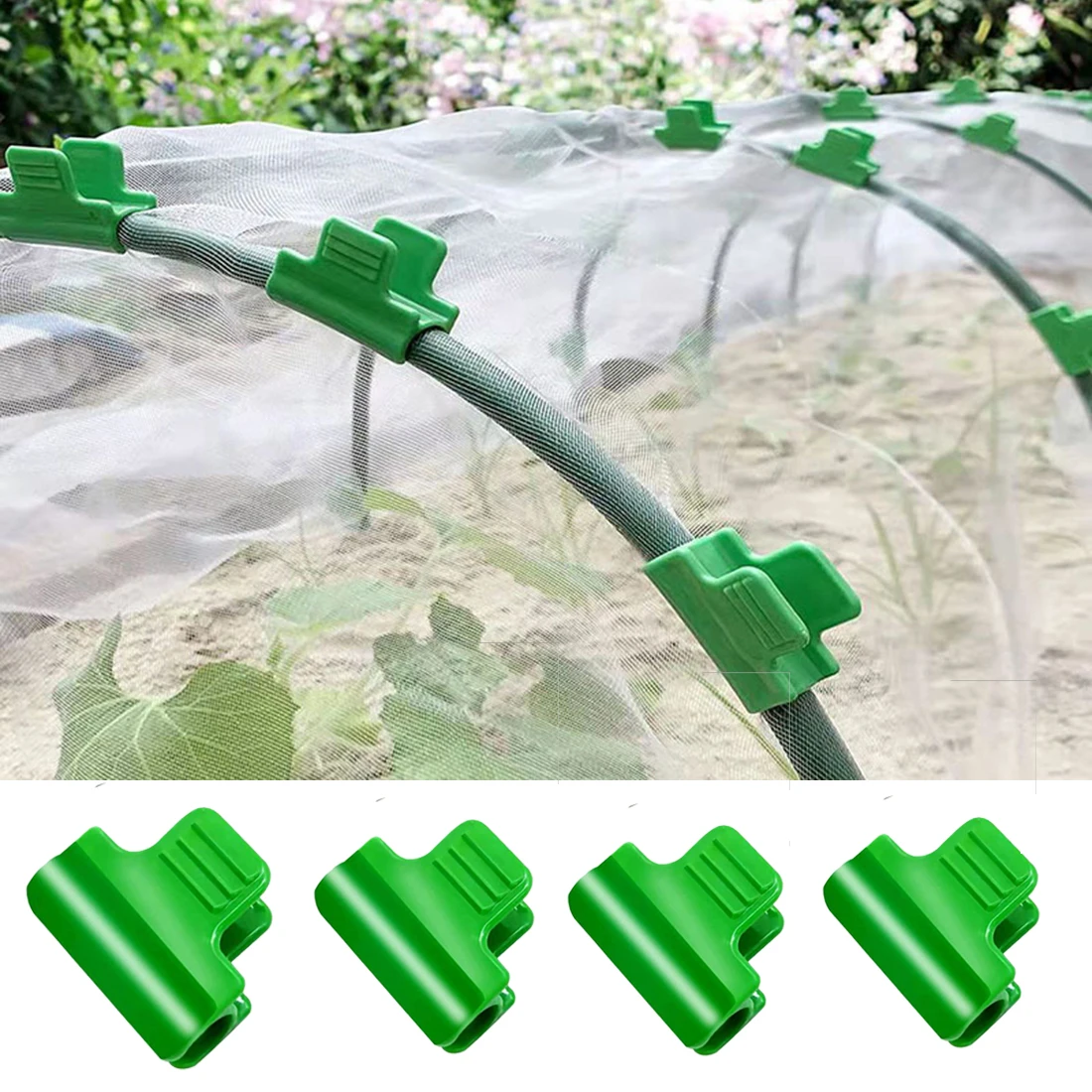 

10Pcs Greenhouse Clips Film Clamps Garden Shed Row Cover Netting Tunnel Plastic Clips for Outer Diameter Plant Stakes