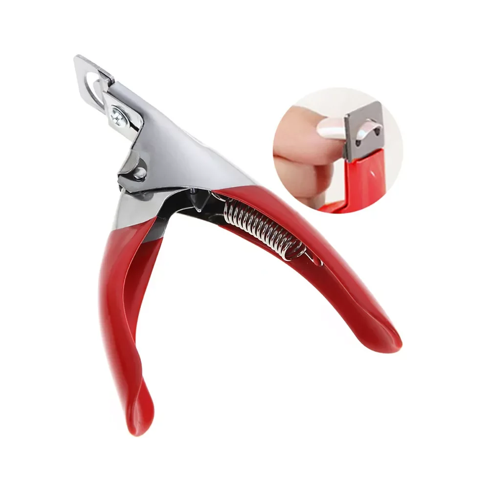 

U-Shaped False Acrylic Tips Scissors Trimmer Red/Pink Round/Square Shapemake Manicure Tools Nail Clipper Cutter #TR24