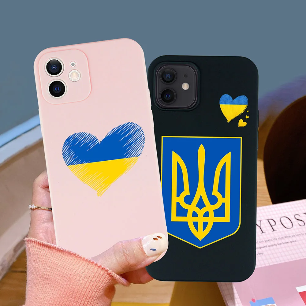 Funda de silicona con patrón de corazón y amor, mapa de Ucrania, Para iPhone 13, 12, 11, 14 Pro Max, SE