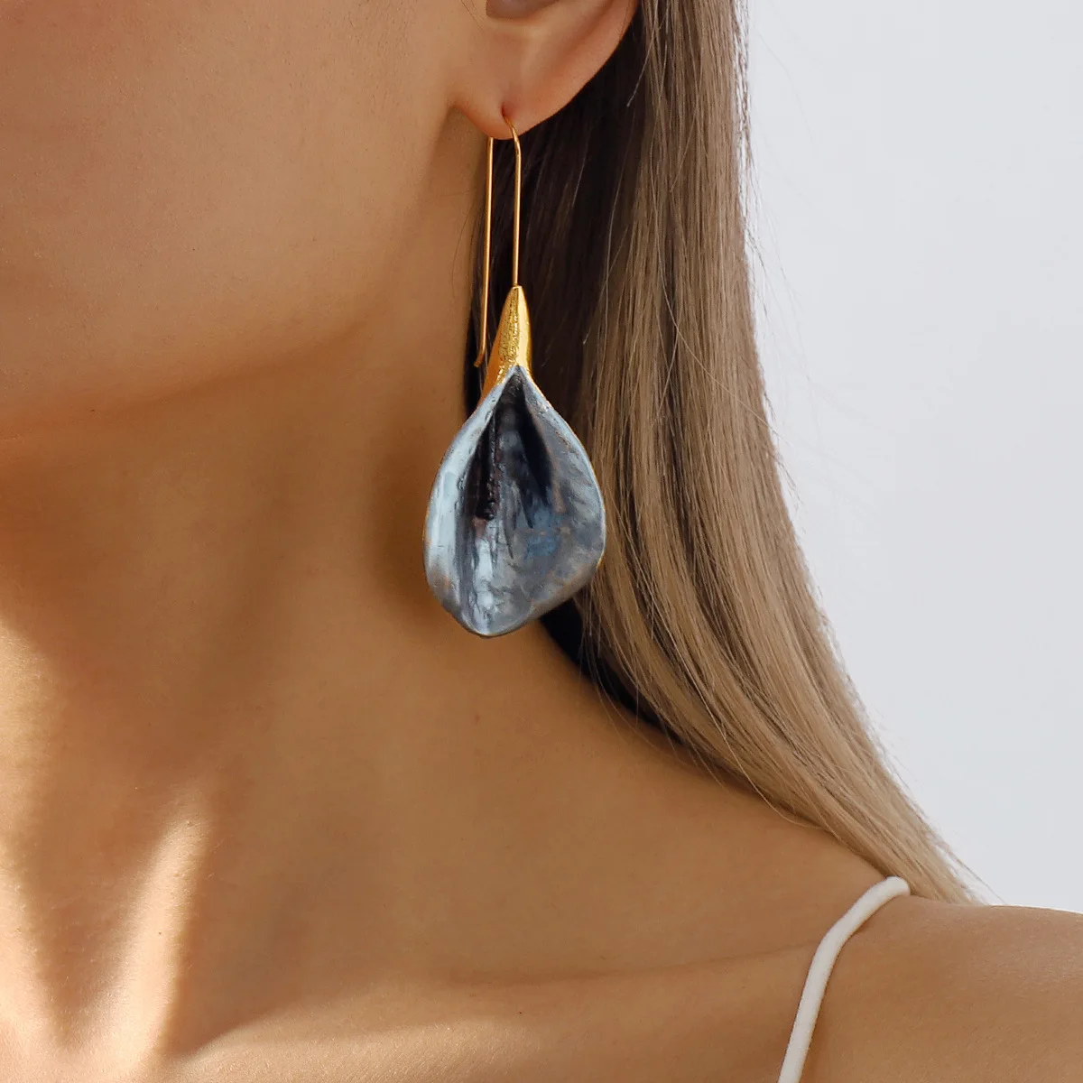 Hot Sale Fashion Colorful Floral Long Earrings Personalized Vacation Alloy Drop Earrings For Woman Girls Gift