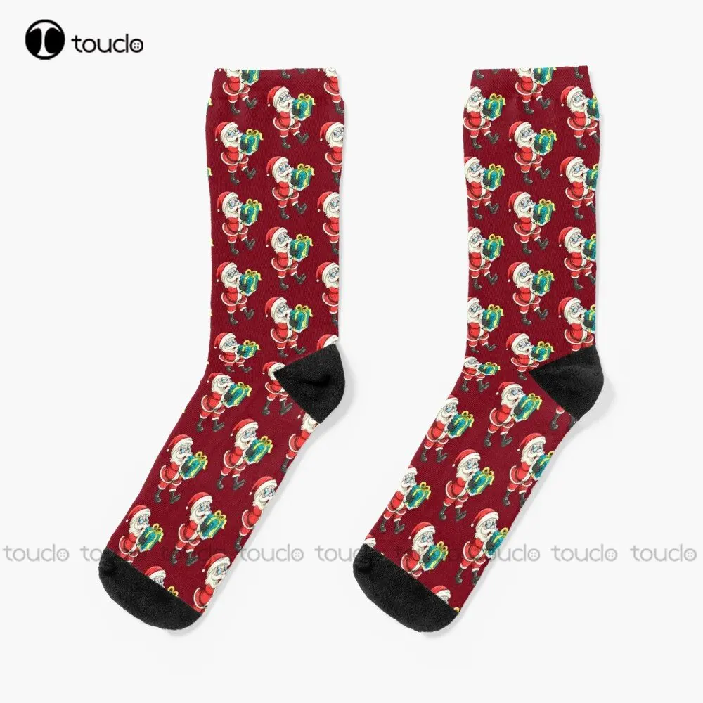 

Носки с Санта-Клаусом, носки-тапочки с цифровым принтом 360 °, индивидуальные носки унисекс для взрослых и подростков, Молодежные носки, индивидуальный подарок, уличная одежда, искусство