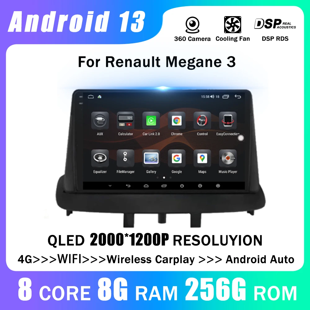 

For Renault Megane 3 Fluence Samsung SM3 2010-2014 Radio Carplay Car Multimedia Player Intelligent System Android 13 Navigation