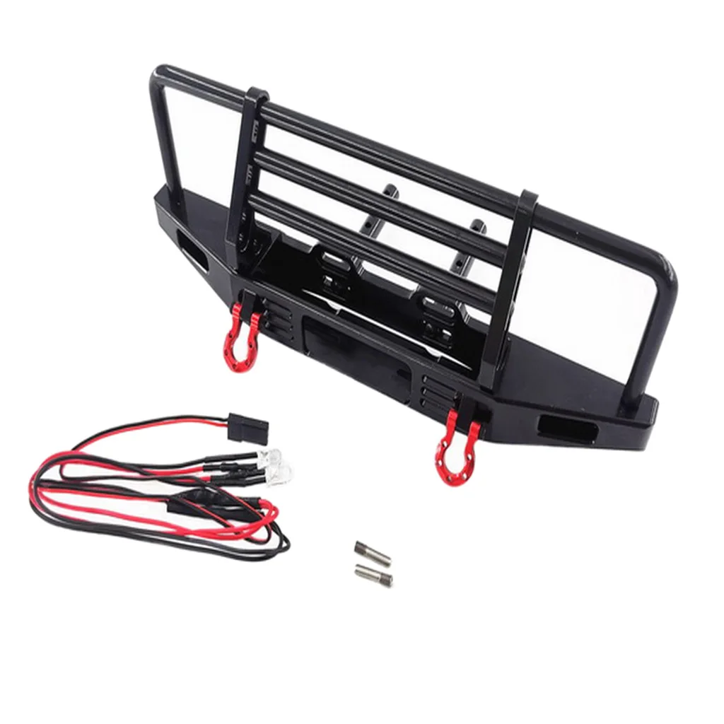 

Металлический передний бампер светодиодный ными фарами и крючком для прицепа, SCX10, 1/10, детали для гусеничного автомобиля