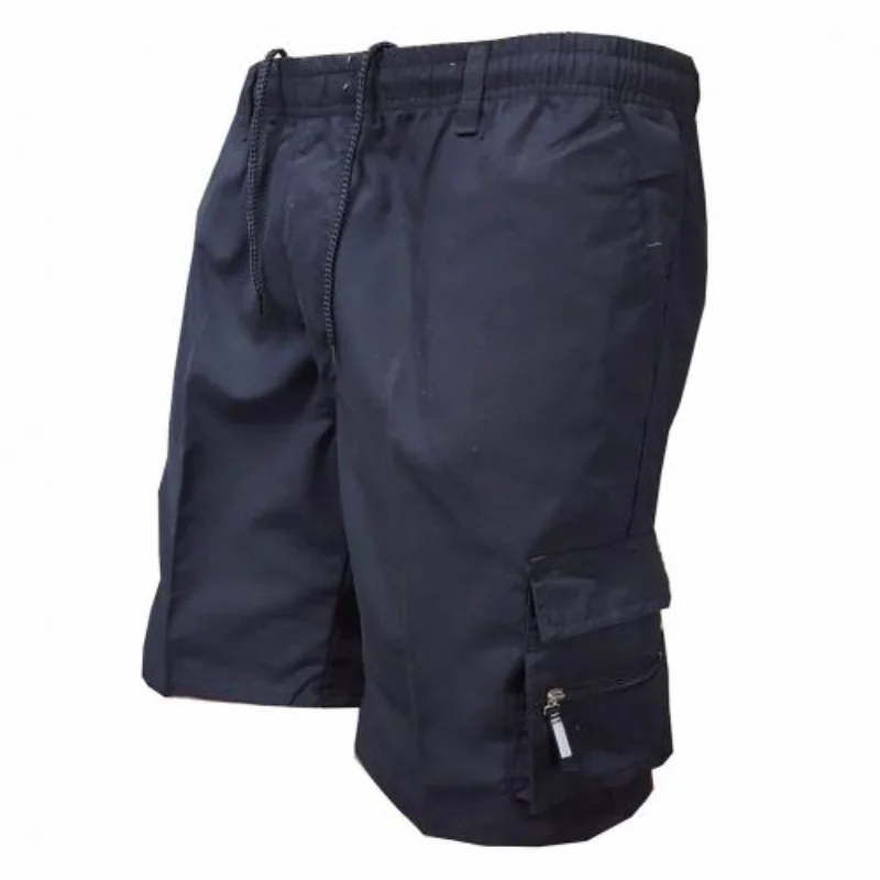 

Men's Solid Color Casual Five-point Pants Multi-pocket Drawstring Loose Cargo Shorts 2021men Casual Shorts