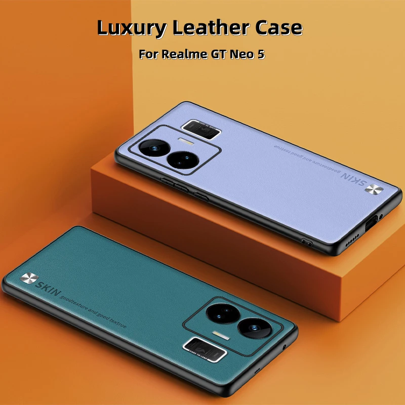 

For Realme GT Neo 5 Neo5 Case Luxurious PU Leather Shockproof Hard Back Cover For Realme GT3 GT 3 Camera Protection Phone Bumper