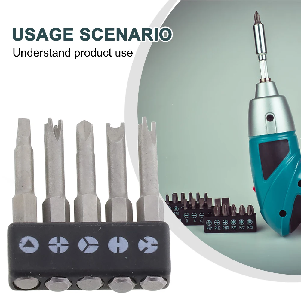 

5Pcs Special-shaped Screwdriver Set 50mm U-shaped Y Shape Triangle Inner Cross Three Points Screwdriver Bit Hand Tool