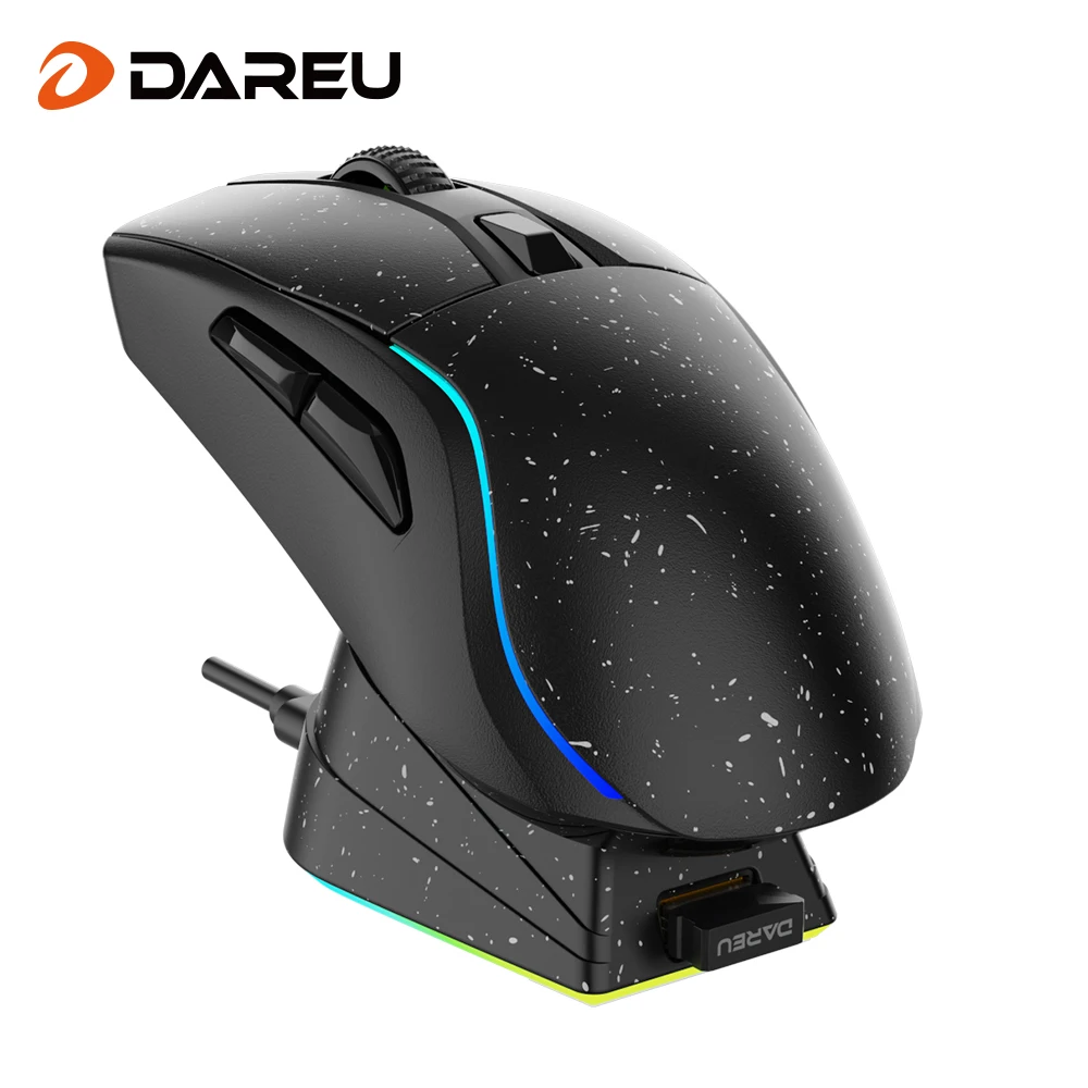 Фото Беспроводная геймерская мышь DAREU A950, трехрежимная проводная игровая мышь Bluetooth 2,4G RGB AIM-WL 12000 точек на дюйм, 1 кГц с зарядной док-станцией №1