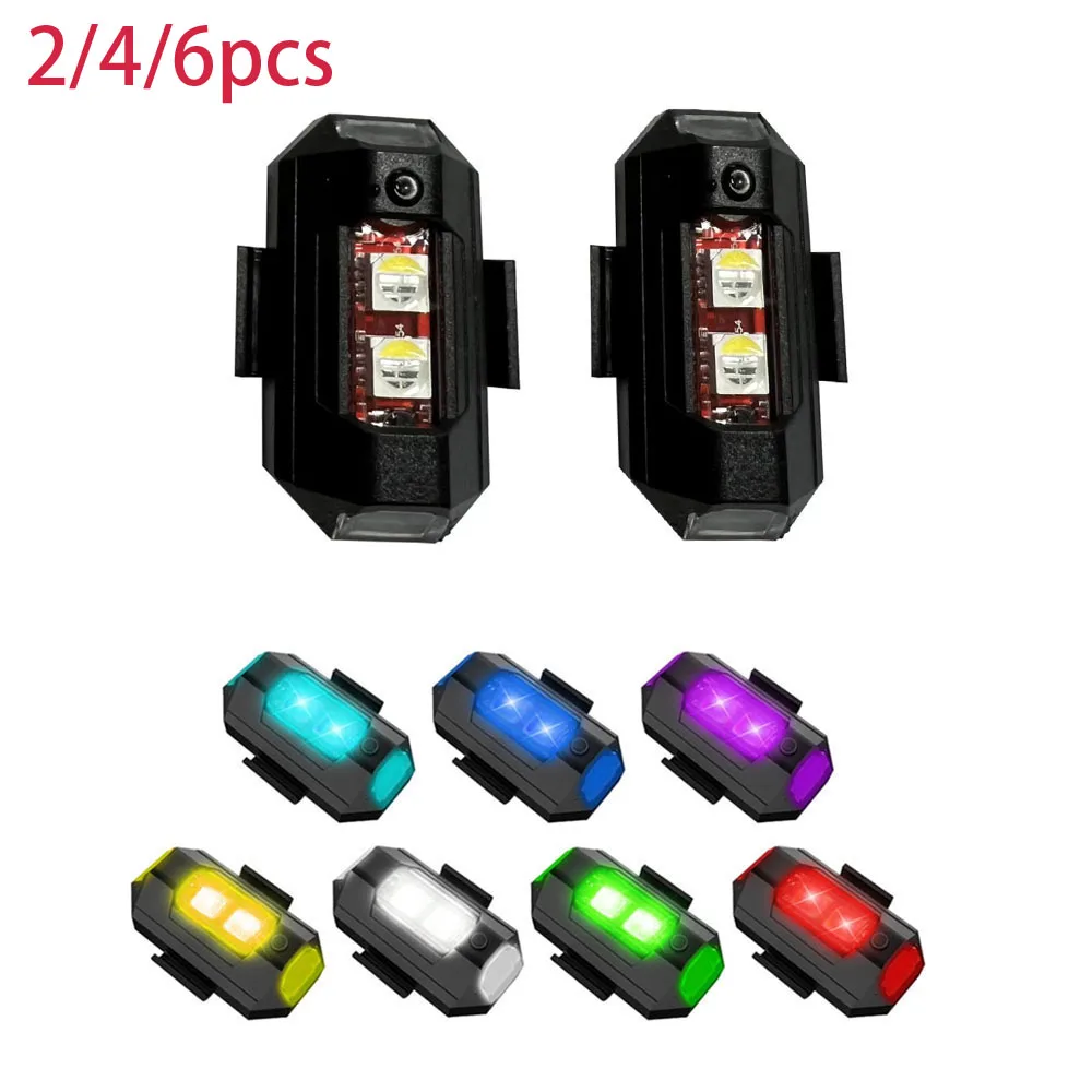 Universal Led Aircraft Strobe Lights Motorcycle Anti-collision Warning Light with USB Charging 7 Colors Turn Signal Indicator