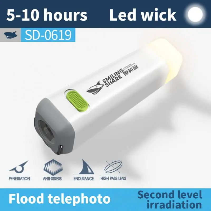 

Portable Mini High Light Flashlight Smiling Shark Power Rechargeable Bright Usb Waterproof Powerful Camplight Outdoor Lighting