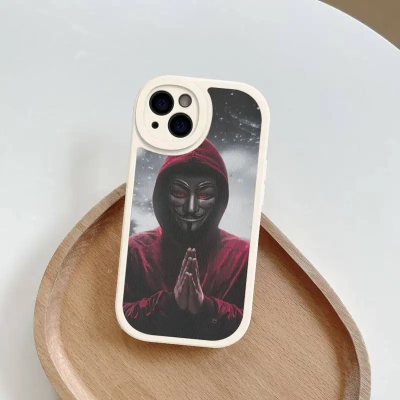 A-Anonymous Phone Case Hard Leather For iPhone 14 13 12 Mini 11 14 Pro Max Xs X Xr 7 8 Plus