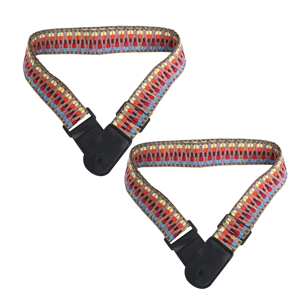 

2pcs Woven Pattern Guitar Straps Adjustable Guitar Belts Replacement Guitar Belts