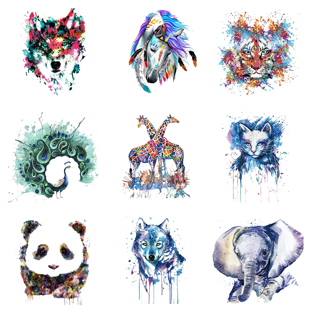 

Fashion Clothes Printing Animal Set Appliques On Clothes New Design Diy Accessory Clothing Deco Badges Washable Heat Transfer