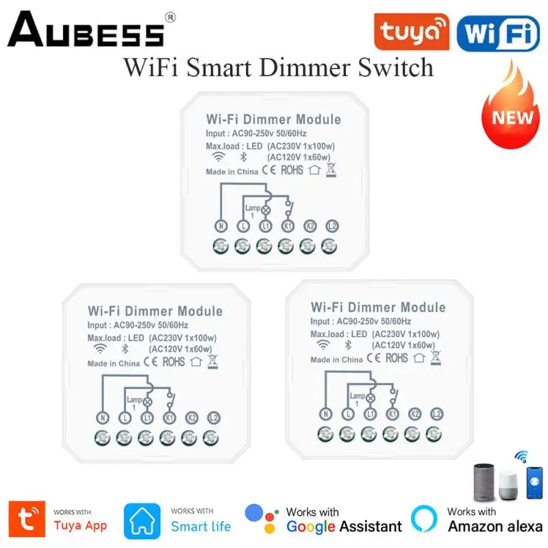 

Tuya WiFi Smart Dimmer Switch Module Smart Home Smart Linkage Timer Smart Life Remote Control Works with Alexa Google Home