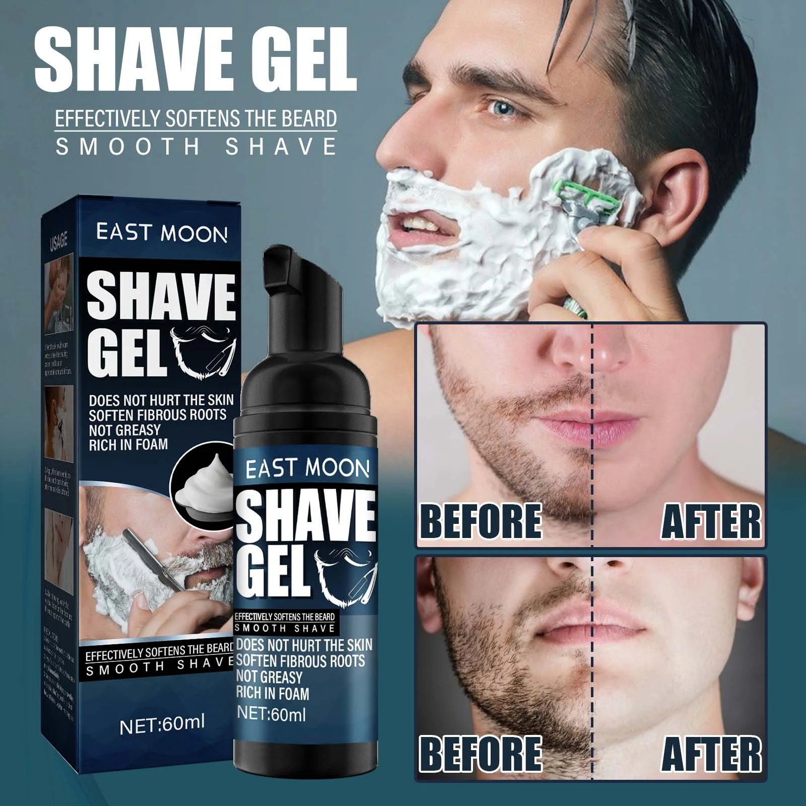 

Men Shave Cream Foam Soften Beard Reduce Friction Redness Mild Moisturizing Suitable All Skin Foam Shave Treatment Care Products