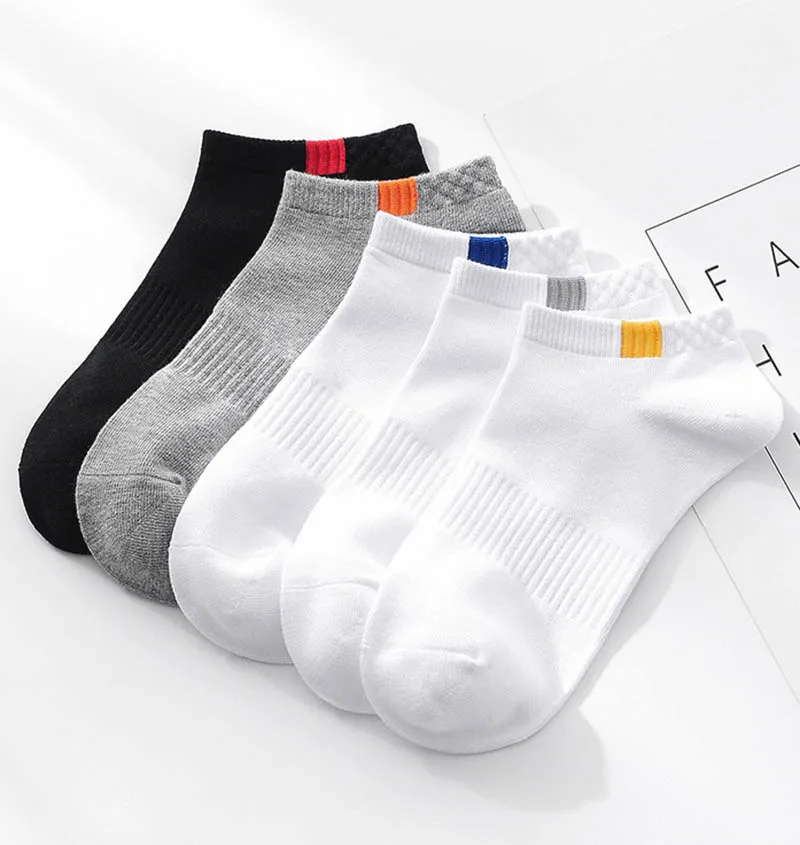 5 Pairs Summer Cotton Men's Short Socks Fashionable and Breathable Boat Socks Comfortable and Casual Men's Socks White Hot Sale