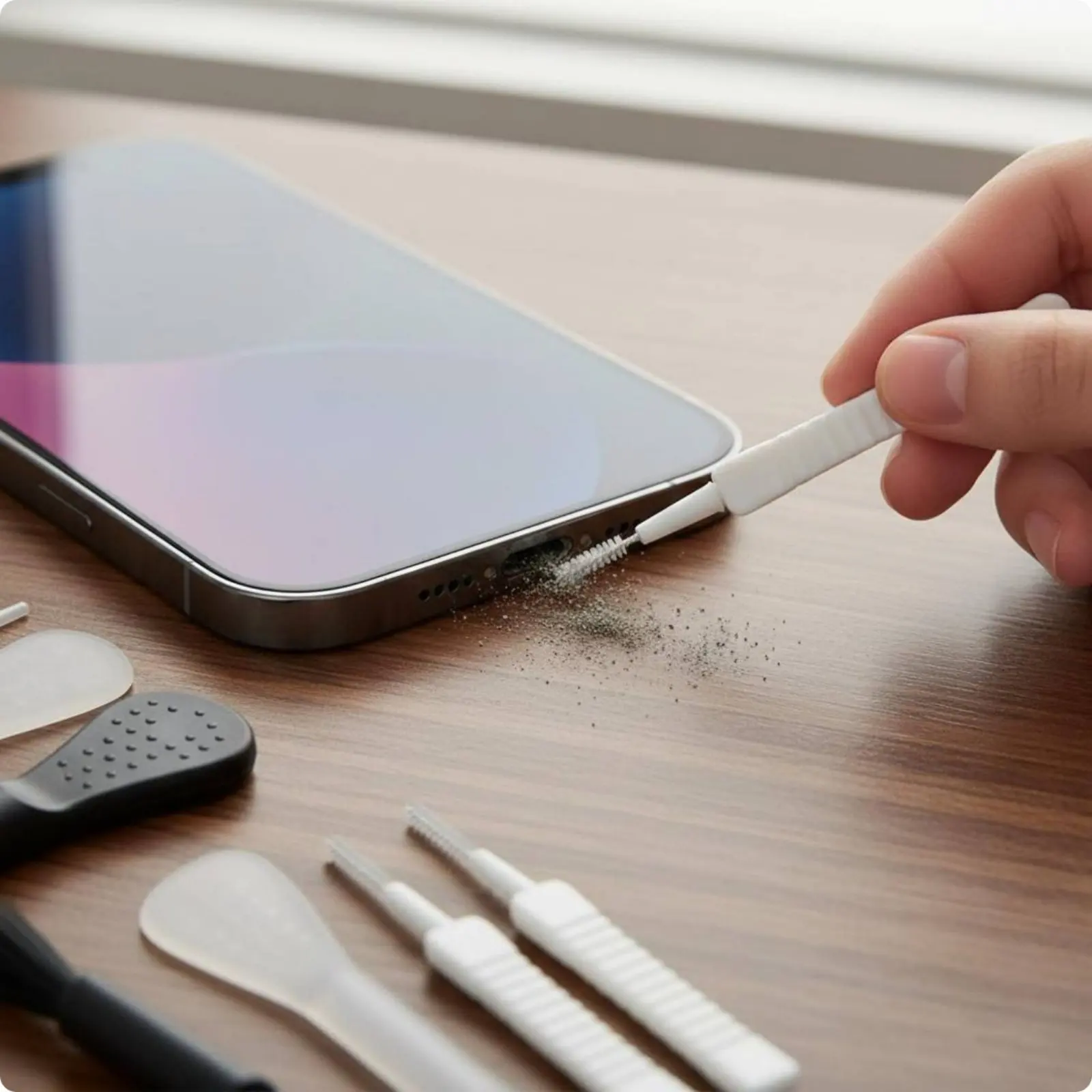 Фото Набор для чистки портов USB-C, 12 предметов: ультратонкие щетки, щетка для чистки портов USB-C, очиститель от пыли для динамиков, безопасное для устройств средство для ухода без царапин №3