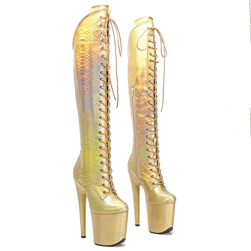 Leecabe  20CM/8inches PU  Upper exy exotic young trend fashion  boots High Heel   platform Pole Dance boot