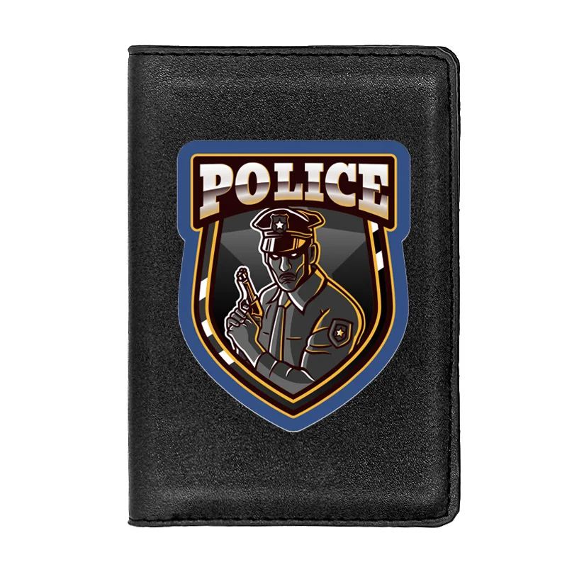 

Personality Police Badge Printing Leather Passport Cover Men Women Holder ID Credit Card Case Travel Wallet Gifts