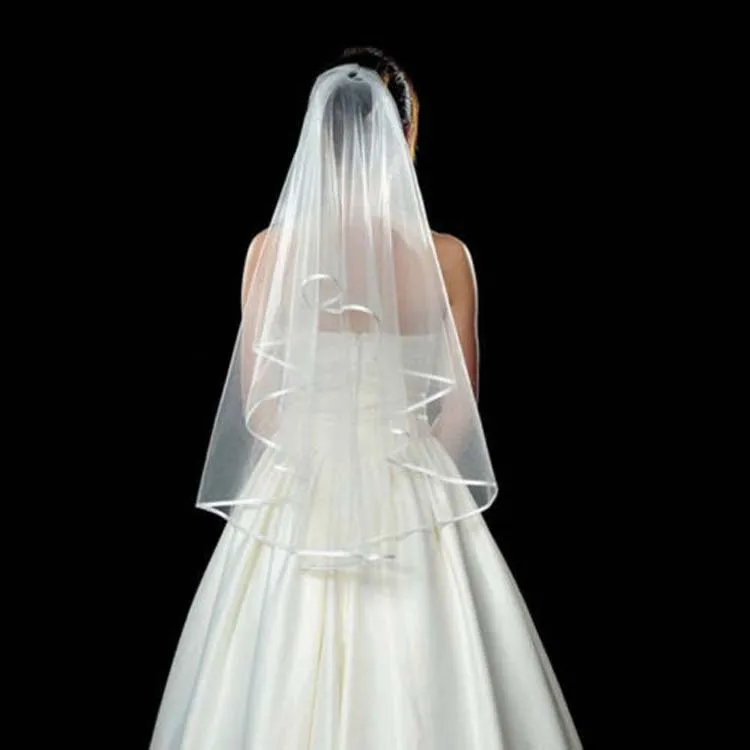 

High quality two layer edging short bridal Wedding veils with comb