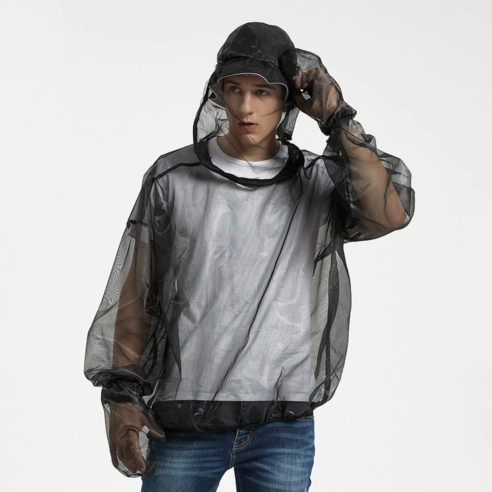 

Anti-mosquito Breathable Mesh Gauze With Gloves Camping Mosquito Repellent Top Summer Fishing Clothing Mesh Light Breathable