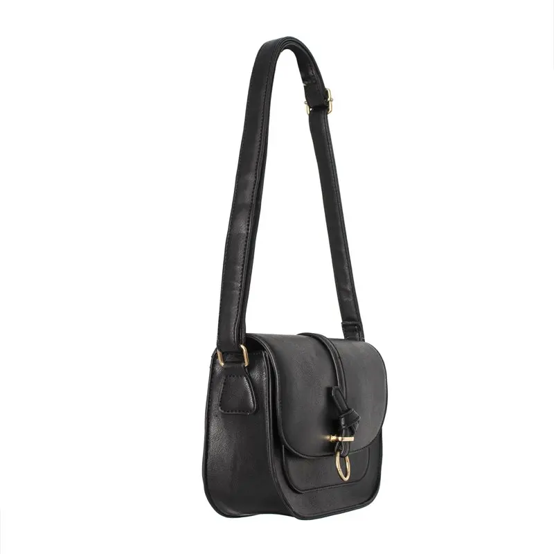 Luxurious Black Vegan Leather Crossbody Purse For Women, Saddle Styled Shoulder Bag Perfect for All Occasions.