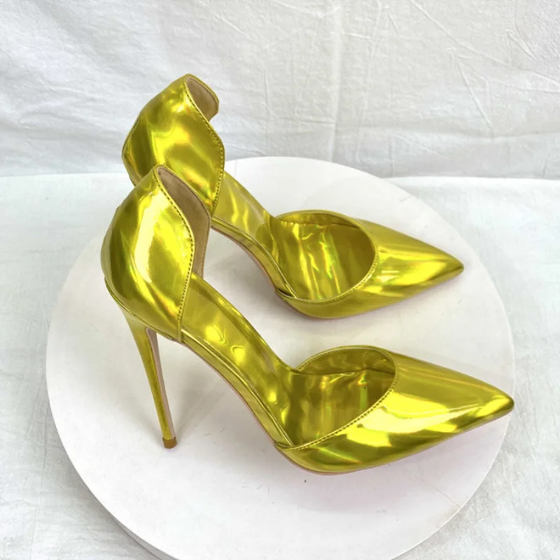 

Onlymaker Women Gold Pointed Toe High Heels Slip On Stiletto Pumps Office Party Wedding Classic Sexy Female Heels
