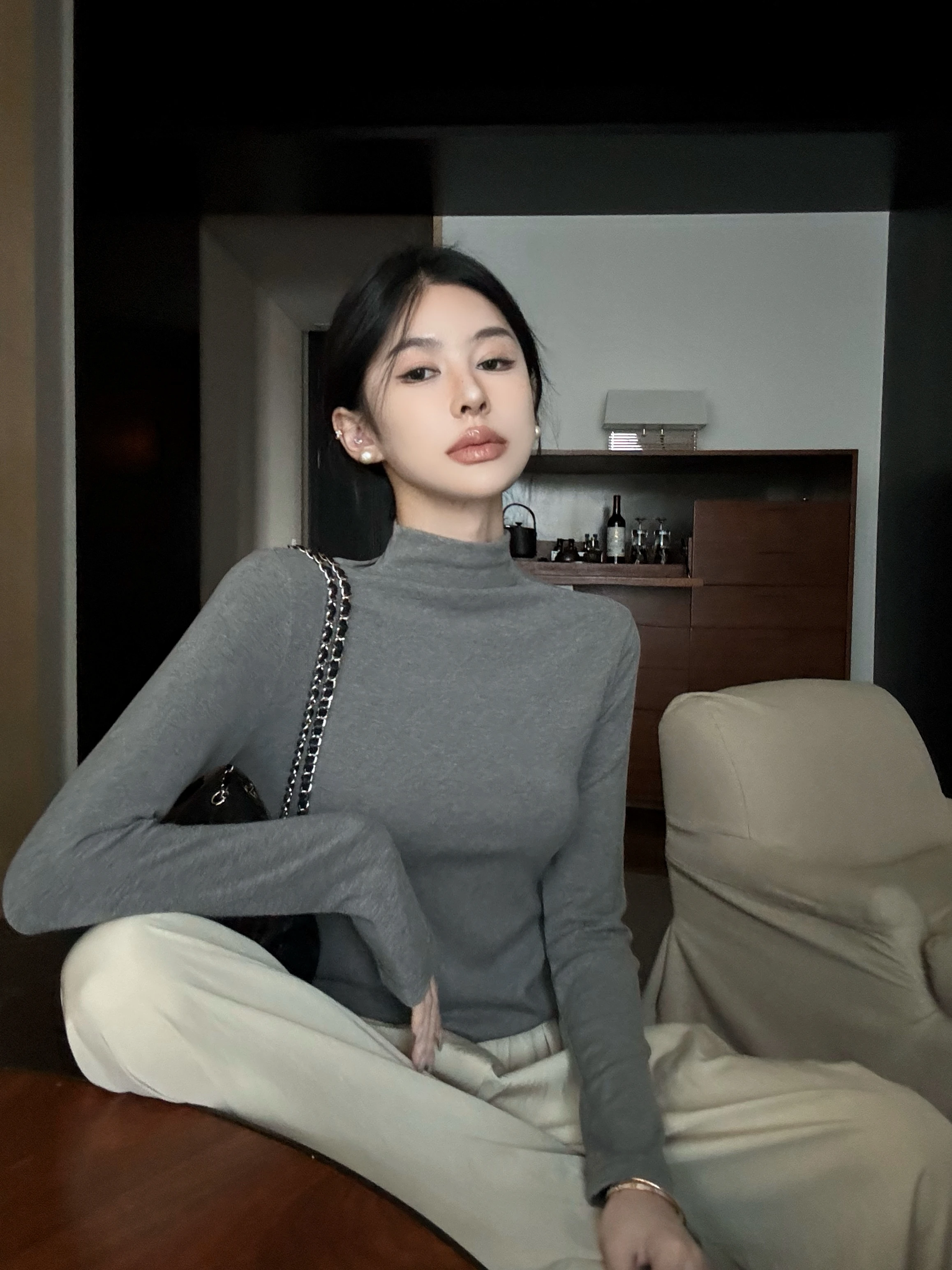 2024 New Micro Turtleneck Sanding Bottoming Shirt Women Autumn and Winter Basic Inner wear Solid Slim fit Top T-shirt