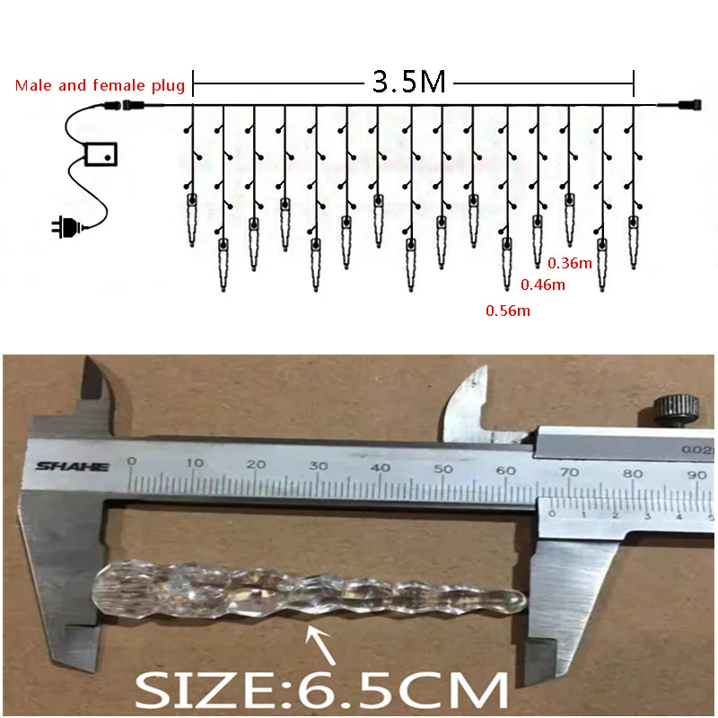 Уличная гирлянда зимняя светильник гирлянда-занавеска в виде сосулек на новый