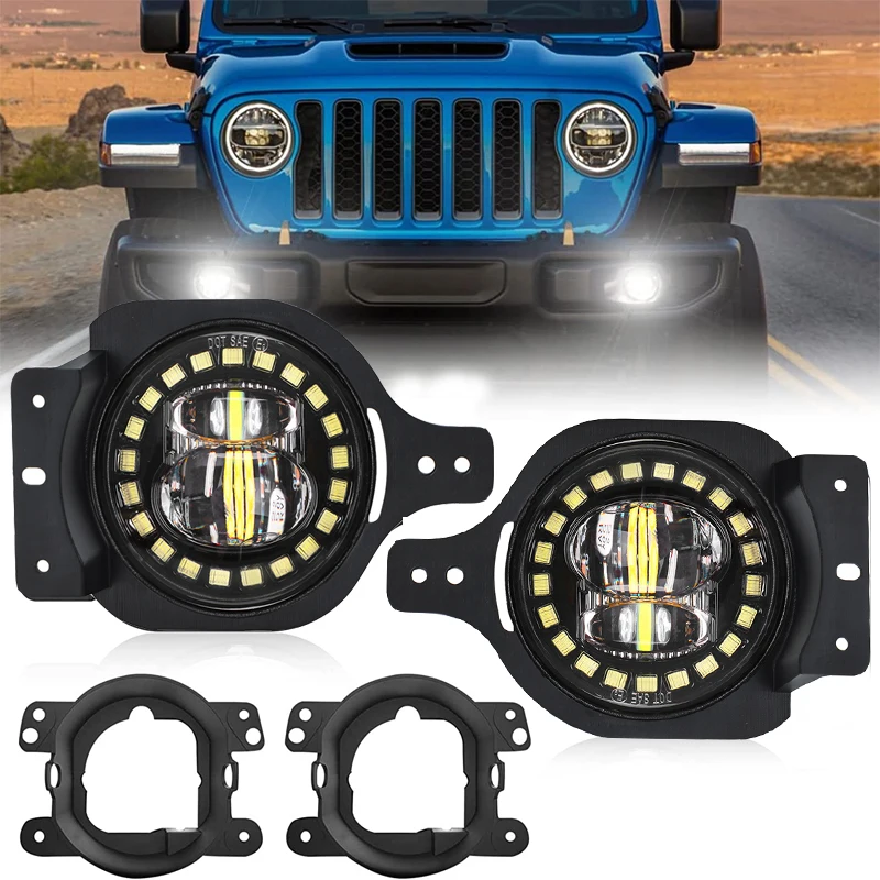 

4-дюймовые светодиодные противотуманные фары для Jeep Wrangler Jl Jlu Rubicon Sahara, фары для Jeep Wrangler JK TJ LJ Hummer H1 H2 Dodge Chrysler