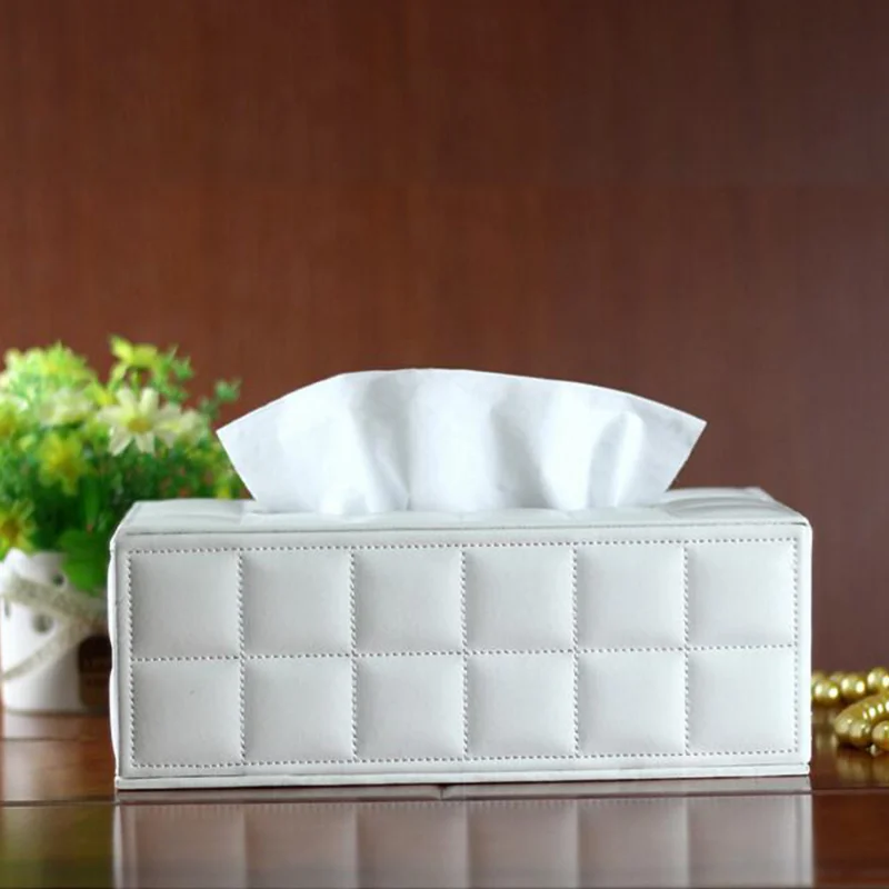 

High Quality Leather Tissue Box Napkin Holder Paper Case Bathroom Tissue Box Cover Car Napkin Storage Modern Toilet Paper Box 3