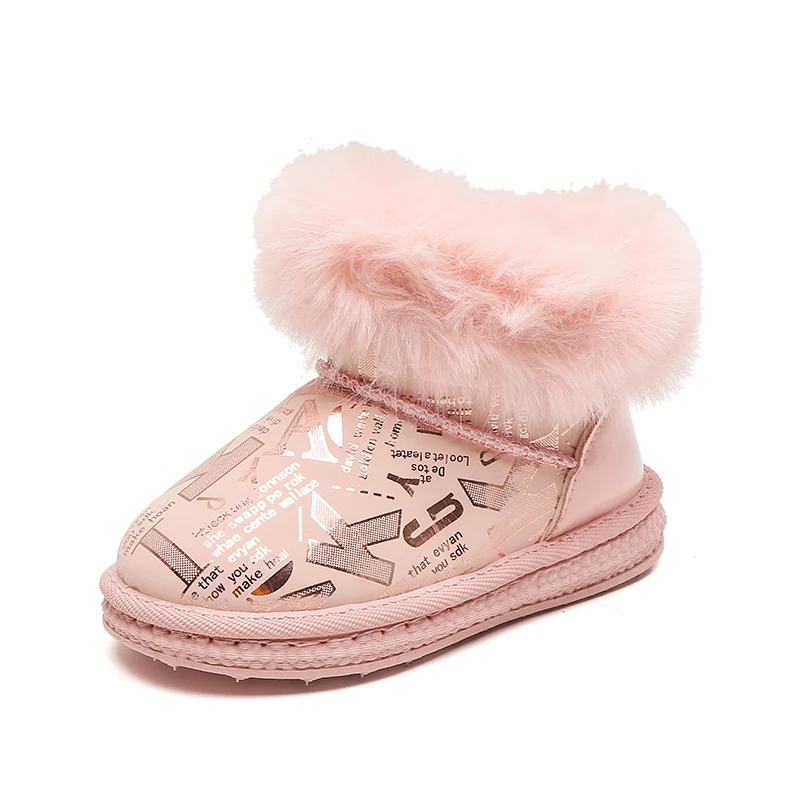 

New Winter Children Snow Boots Genuine Leather Girls Plush Warm Shoes Fashion Kids Baby Toddler Ankle Boots for Boys 7 Years
